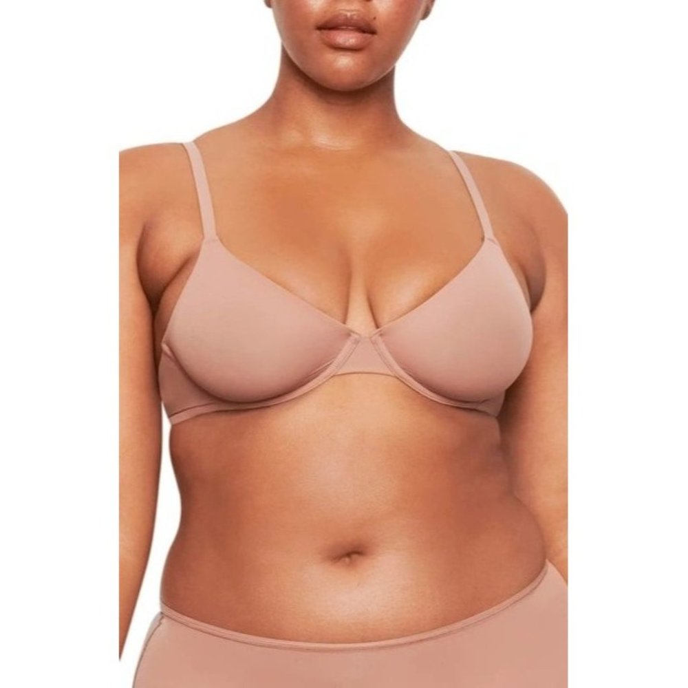 SKIMS Fits Everybody Unlined Underwire Bra Convertible Rose Clay‎ 32A